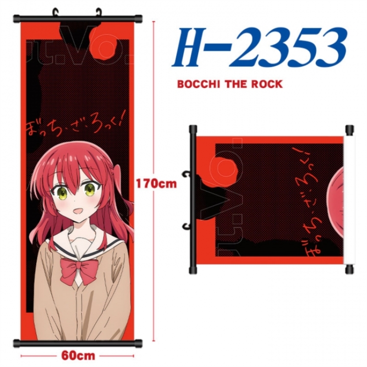 BOCCHI THE ROCK! Black plastic rod cloth hanging canvas painting Wall Scroll 60x170cm