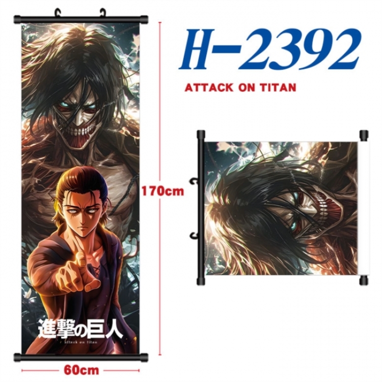 Shingeki no Kyojin Black plastic rod cloth hanging canvas painting Wall Scroll 60x170cm