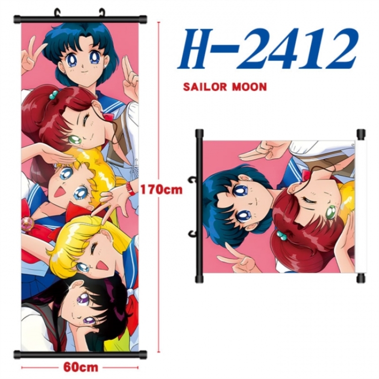 sailormoon Black plastic rod cloth hanging canvas painting Wall Scroll 60x170cm