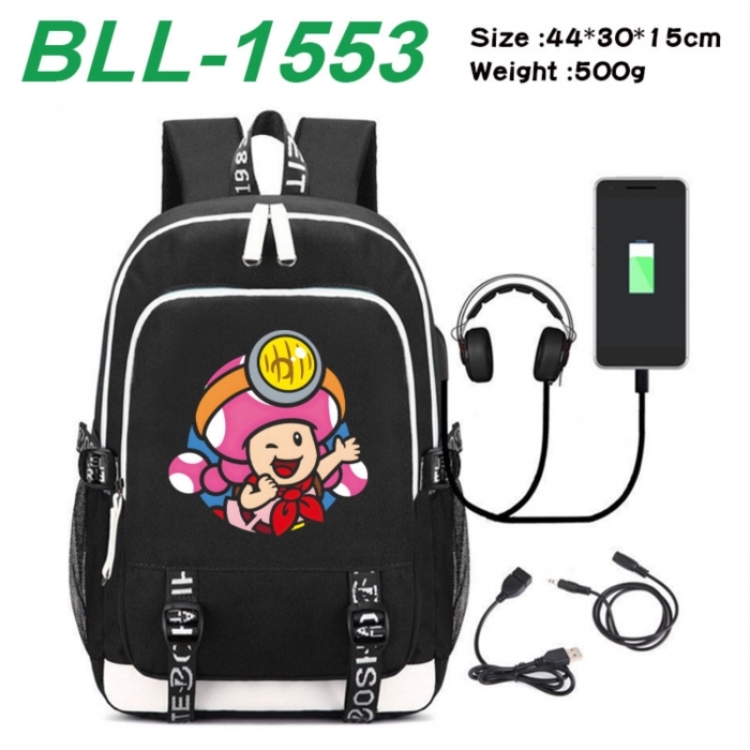 Super Mario Game Canvas Backpack Waterproof School Bag 44X30X15CM 500G