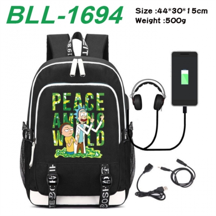 Rick and Morty Game Canvas Backpack Waterproof School Bag 44X30X15CM 500G