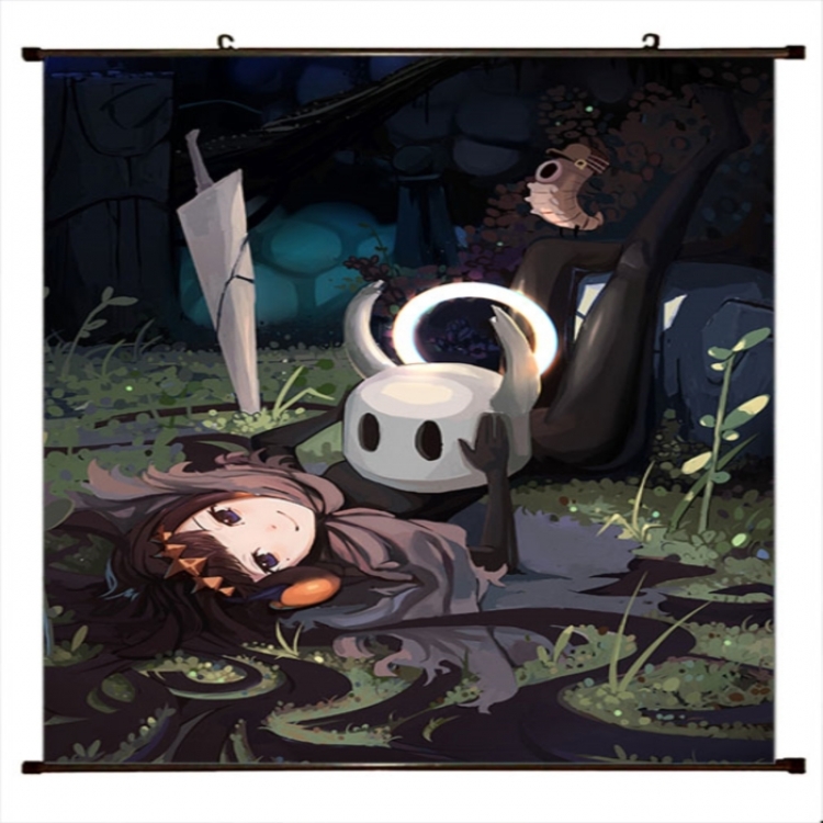 The Hollow Knight Anime black Plastic rod Cloth painting Wall Scroll 60X90CM 