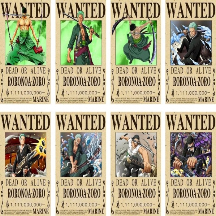 One Piece Embossed poster 8 pcs a set 42X29CM price for 5 sets