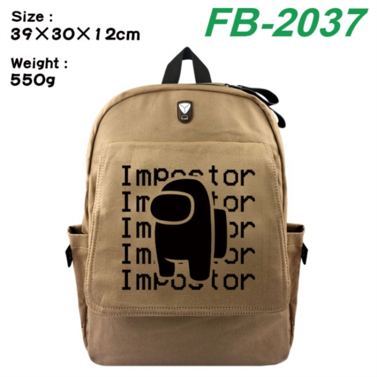 Among Us Canvas Flip Backpack Student Schoolbag Headphone Hole 39X30X12CM 