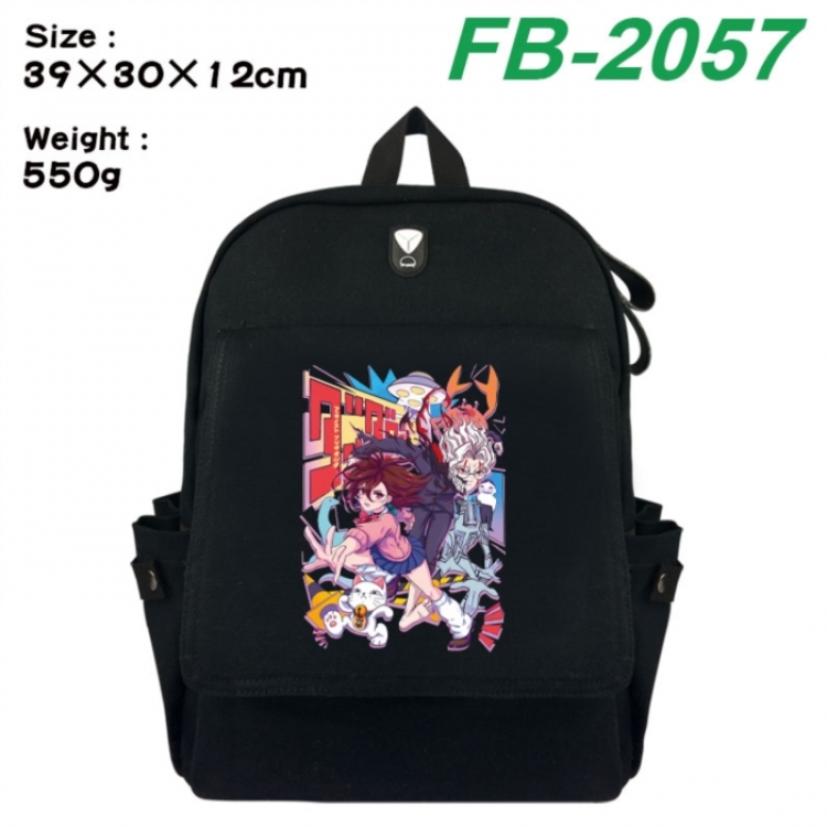 DANDADAN Canvas Flip Backpack Student Schoolbag Headphone Hole 39X30X12CM 