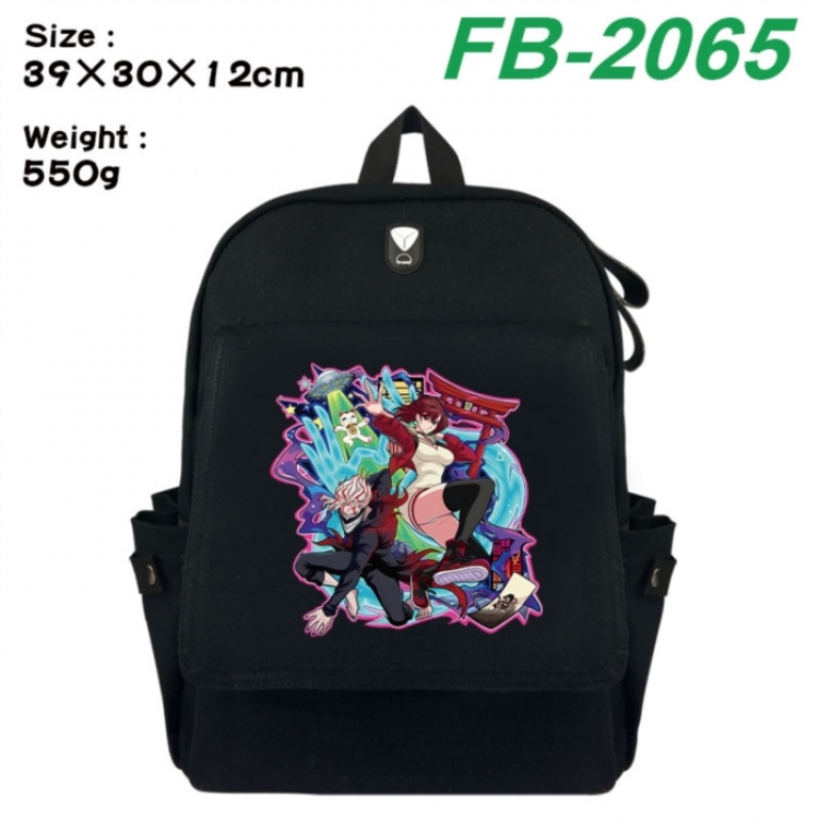 DANDADAN Canvas Flip Backpack Student Schoolbag Headphone Hole 39X30X12CM