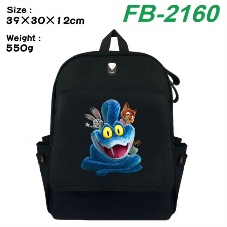 Zootopia Canvas Flip Backpack Student Schoolbag Headphone Hole 39X30X12CM 