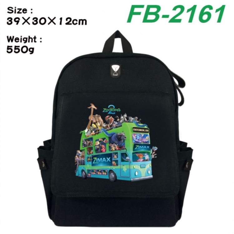 Zootopia Canvas Flip Backpack Student Schoolbag Headphone Hole 39X30X12CM 