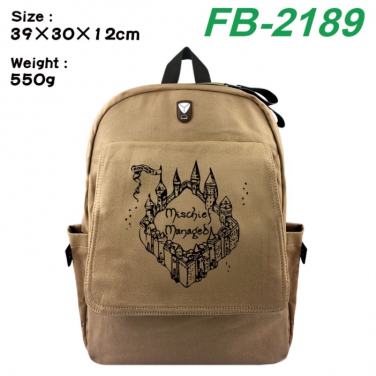 Harry Potter Canvas Flip Backpack Student Schoolbag Headphone Hole 39X30X12CM 