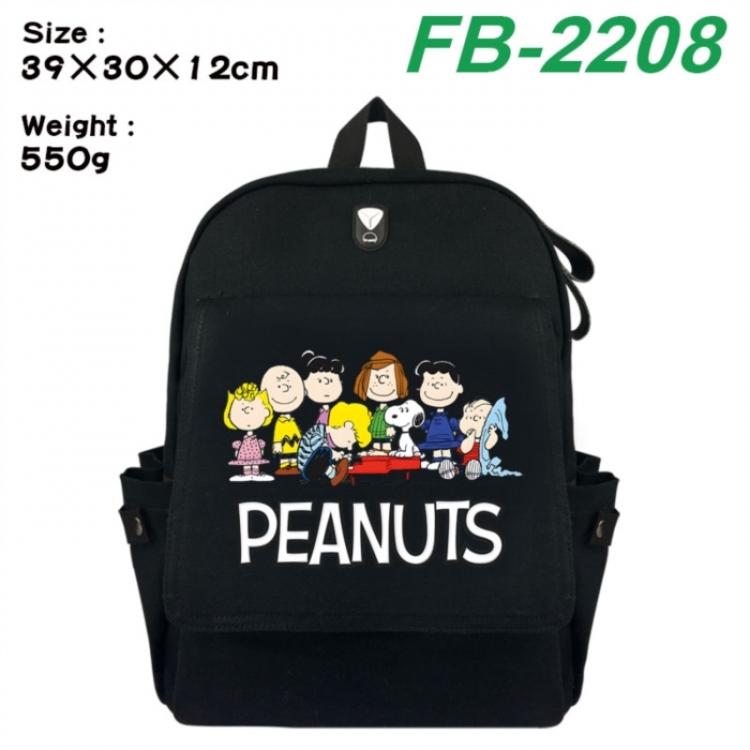 Peanuts‌ Canvas Flip Backpack Student Schoolbag Headphone Hole 39X30X12CM 