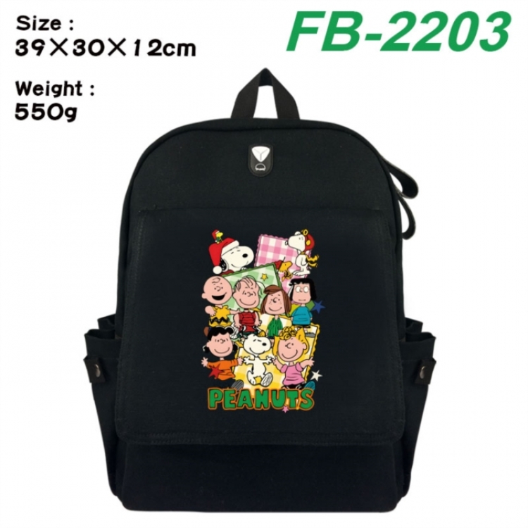 Peanuts‌ Canvas Flip Backpack Student Schoolbag Headphone Hole 39X30X12CM 