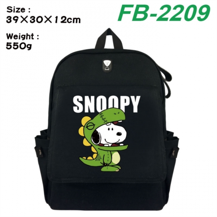 Peanuts‌ Canvas Flip Backpack Student Schoolbag Headphone Hole 39X30X12CM 