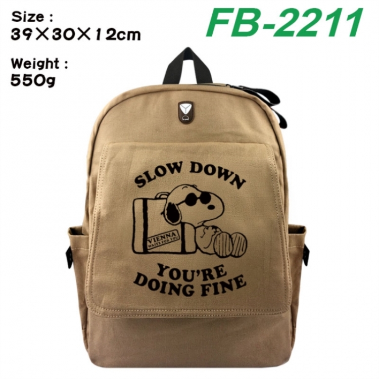 Peanuts‌ Canvas Flip Backpack Student Schoolbag Headphone Hole 39X30X12CM 