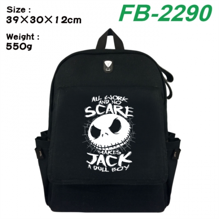 The Nightmare Before Christmas Canvas Flip Backpack Student Schoolbag Headphone Hole 39X30X12CM 