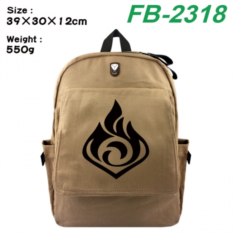 Genshin Impact Canvas Flip Backpack Student Schoolbag Headphone Hole 39X30X12CM 