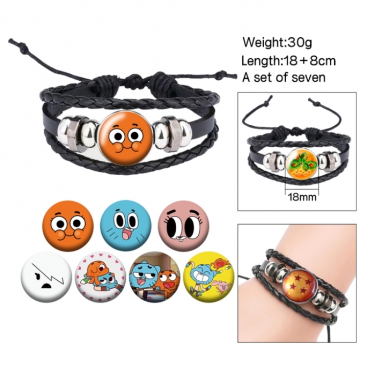 The Amazing World of Gumball Anime Freestyle Crystal Leather Rope Bracelet Set 30g