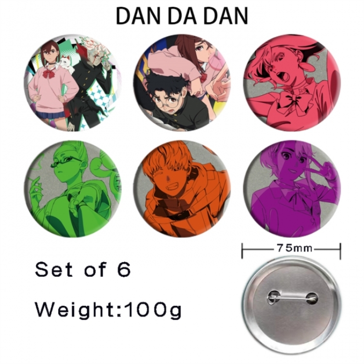 DANDADAN  Anime Tinplate Bright Film Emblem Badge 75mm a set of 6