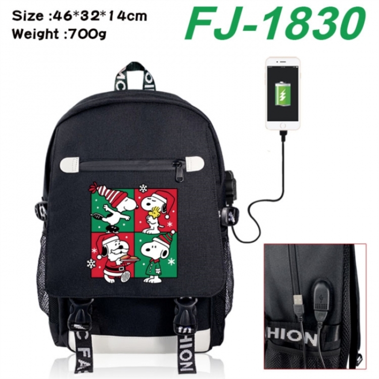 Peanuts‌ canvas USB backpack cartoon print student backpack 46X32X14CM 700g 