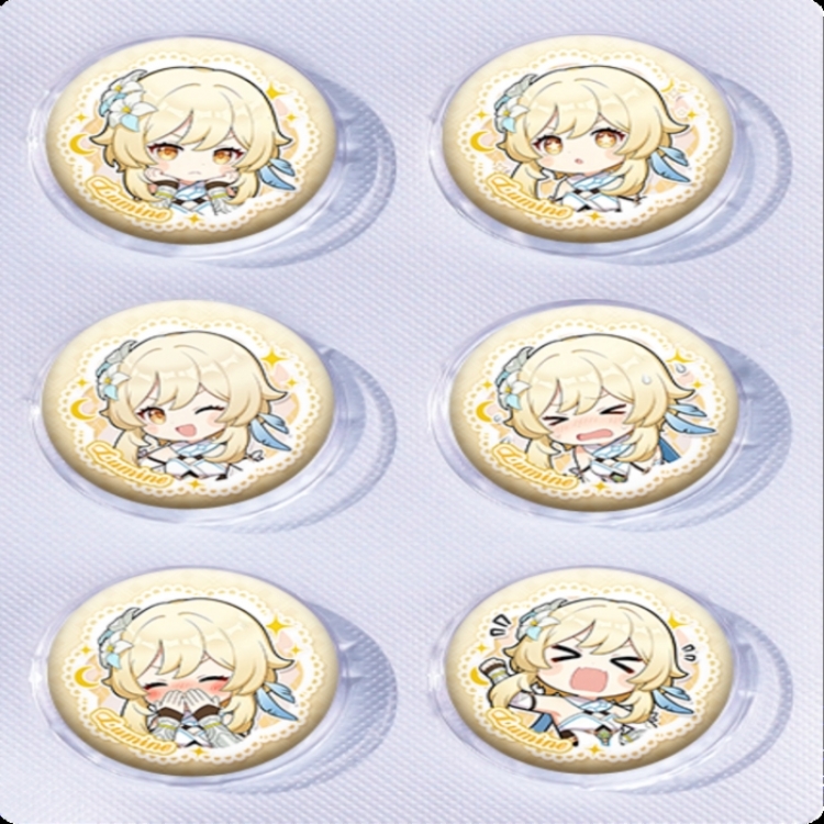 Genshin Impact Anime peripheral pill bar badge 25mm a set of 6 price for 5 sets