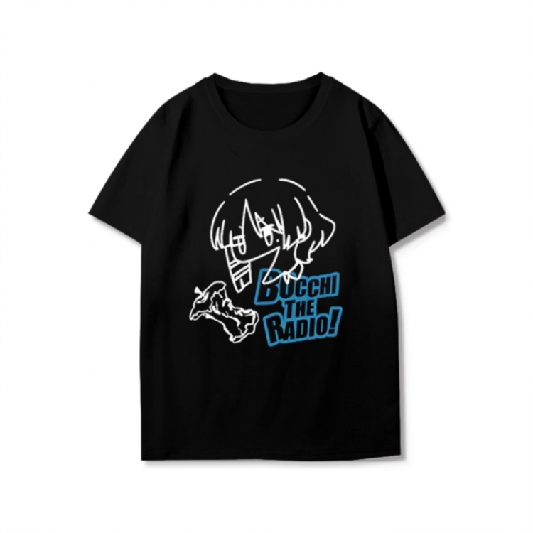 BOCCHI THE ROCK! Anime peripheral black and white short-sleeved T-shirt from S to 3XL