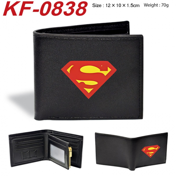 Marvel Anime peripheral black brown leather double fold wallet 12X10X1.5CM 70g
