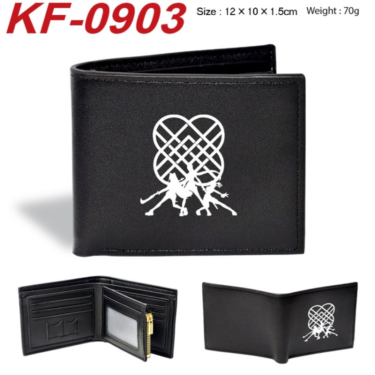 K-Pop:Demon Hunters Anime peripheral black brown leather double fold wallet 12X10X1.5CM 70g