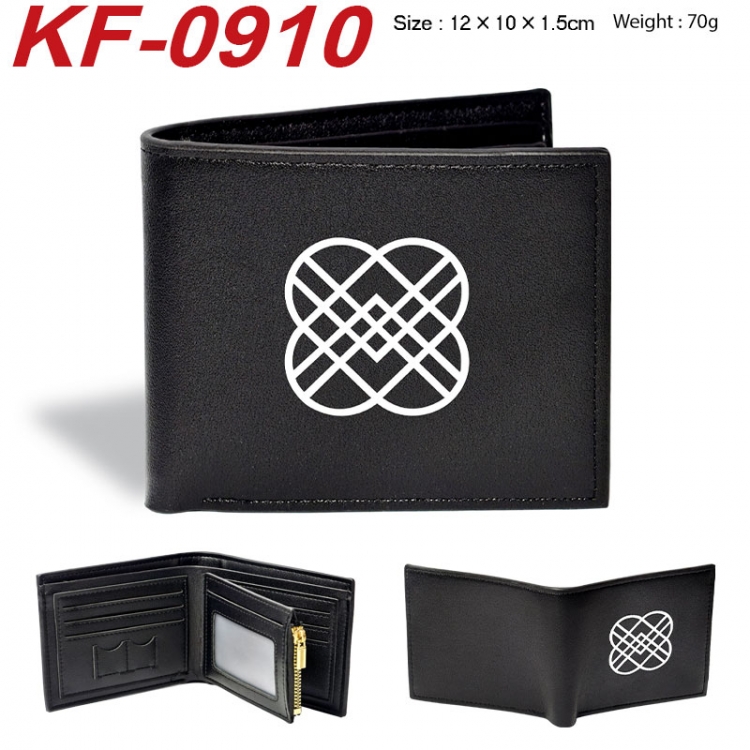 K-Pop:Demon Hunters Anime peripheral black brown leather double fold wallet 12X10X1.5CM 70g