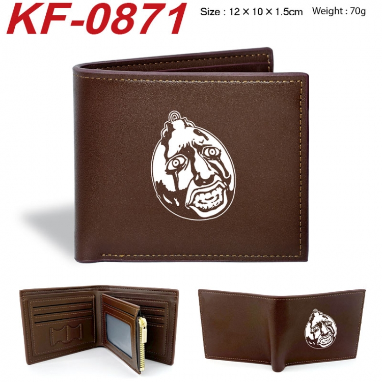 Berserk Anime peripheral black brown leather double fold wallet 12X10X1.5CM 70g