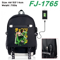 Chainsaw Man canvas USB backpa...