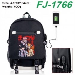 Chainsaw Man canvas USB backpa...
