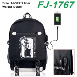 Chainsaw Man canvas USB backpa...