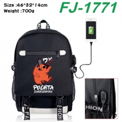 Chainsaw Man canvas USB backpa...