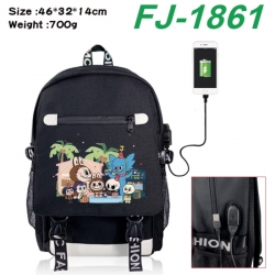 Labubu canvas USB backpack car...