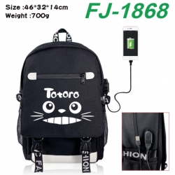 TOTORO canvas USB backpack car...
