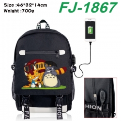TOTORO canvas USB backpack car...