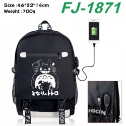 TOTORO canvas USB backpack car...