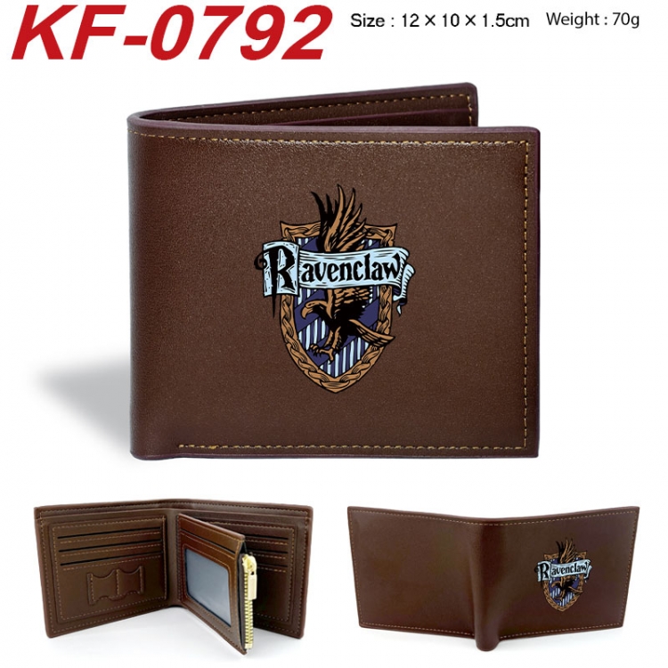Harry Potter Anime peripheral black brown leather double fold wallet 12X10X1.5CM 70g