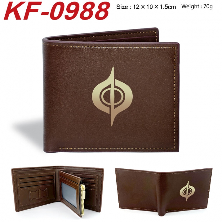 Honkai: Star Rail Anime peripheral black brown leather double fold wallet 12X10X1.5CM 70g