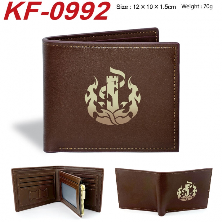 Honkai: Star Rail Anime peripheral black brown leather double fold wallet 12X10X1.5CM 70g