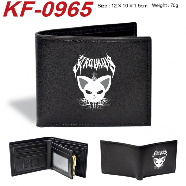 Stray Kids Anime peripheral black brown leather double fold wallet 12X10X1.5CM 70g