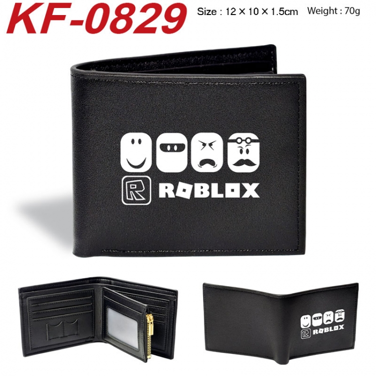 Roblox Anime peripheral black brown leather double fold wallet 12X10X1.5CM 70g