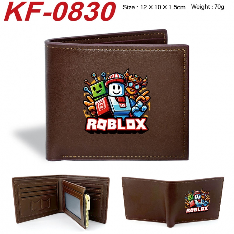 Roblox Anime peripheral black brown leather double fold wallet 12X10X1.5CM 70g