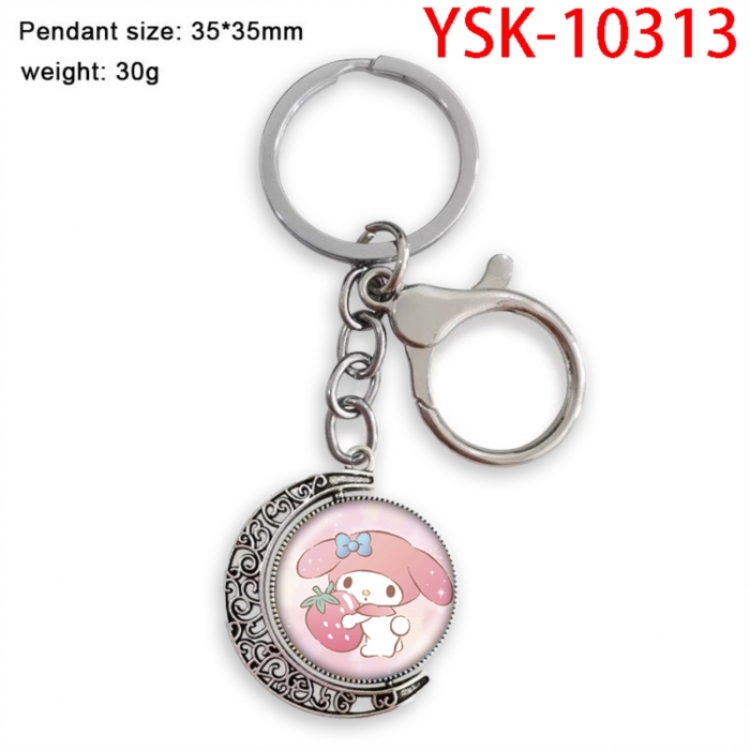 Sanrio Anime double-sided crystal rotating gemstone keychain pendant price for 5 pcs