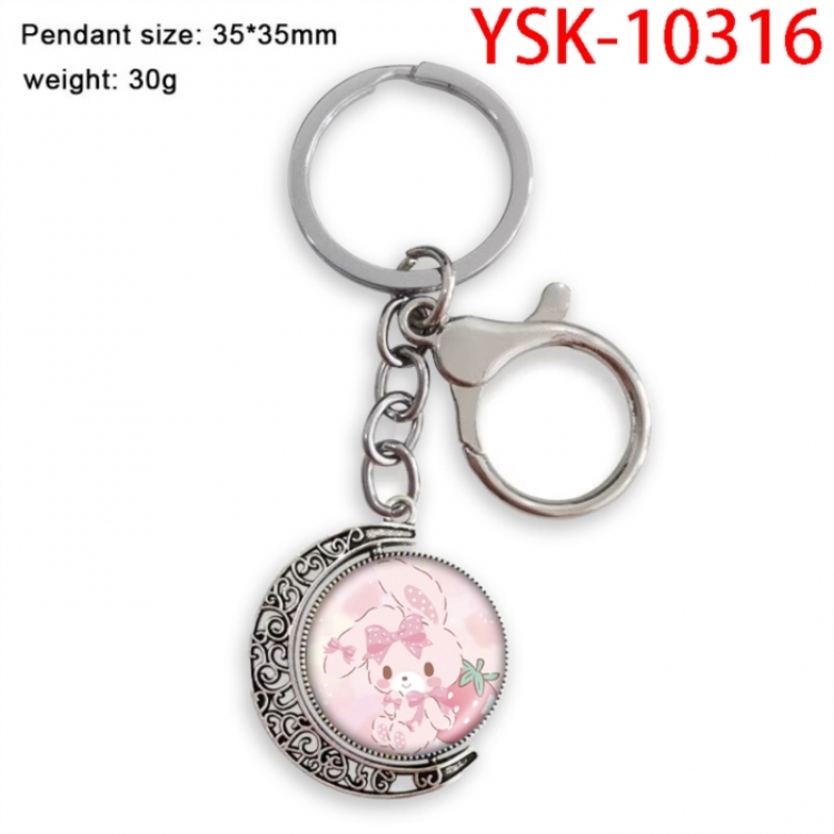 Sanrio Anime double-sided crystal rotating gemstone keychain pendant price for 5 pcs