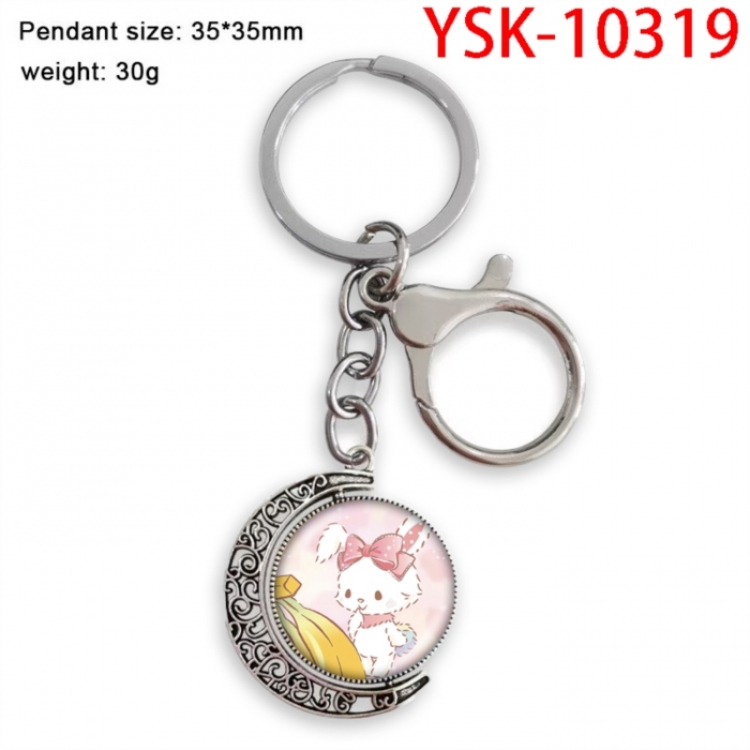 Sanrio Anime double-sided crystal rotating gemstone keychain pendant price for 5 pcs