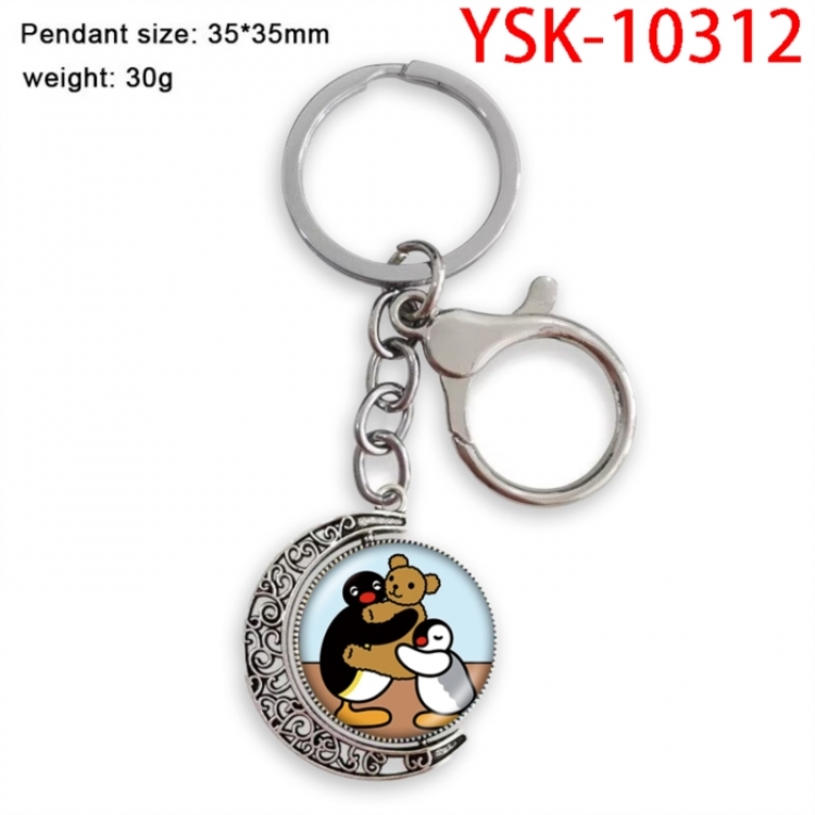 Pingu Anime double-sided crystal rotating gemstone keychain pendant price for 5 pcs