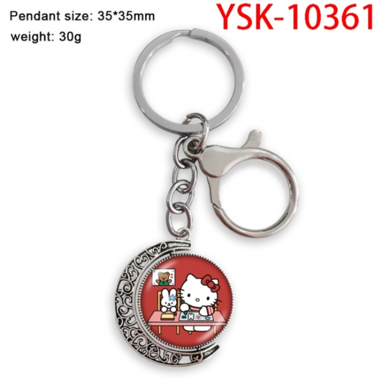 Hello Kitty Anime double-sided crystal rotating gemstone keychain pendant price for 5 pcs