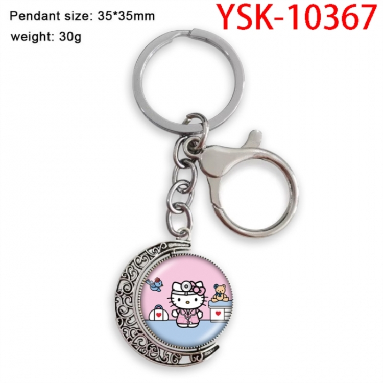 Hello Kitty Anime double-sided crystal rotating gemstone keychain pendant price for 5 pcs