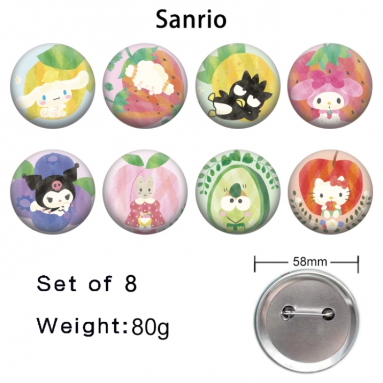 Sanrio Anime tinplate brooch badge a set of 8
