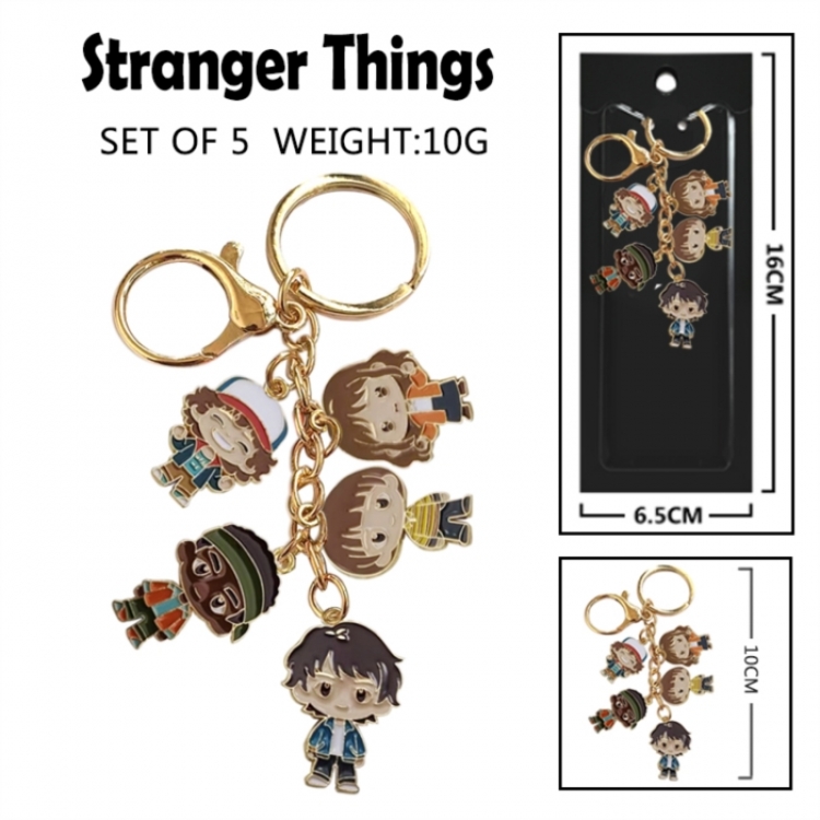 Stranger Things Anime peripheral colorful drip oil alloy machine rope chain burning keychain